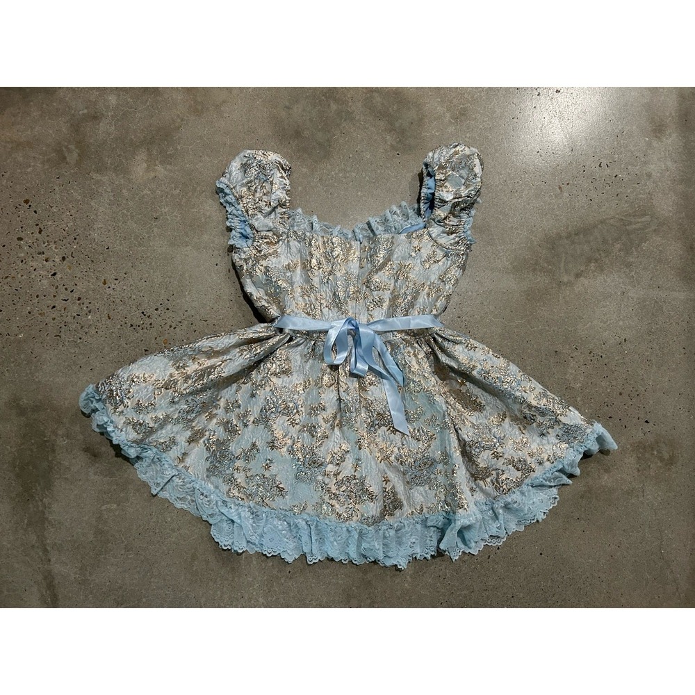 Dolls Kill Sugar Thrillz Tea and Circumstance Brocade Mini Dress‎ Sz L - Picture 2 of 9